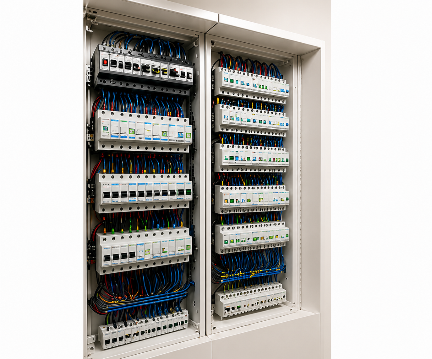 Tableau électrique résidentiel équipé de protections et modules de commande